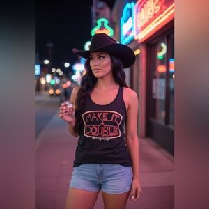 Make it a double Black Graphic Tank Top